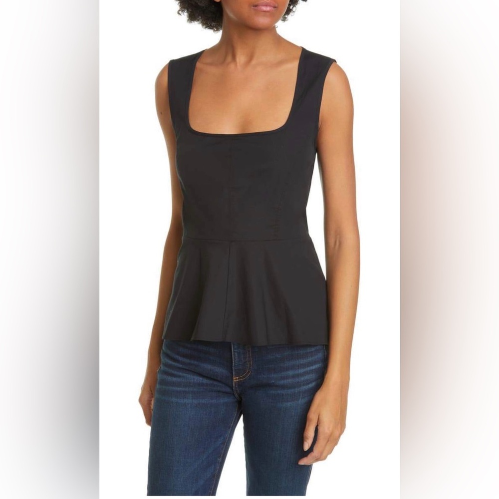 Veronica Beard Black Peplum Tank Top